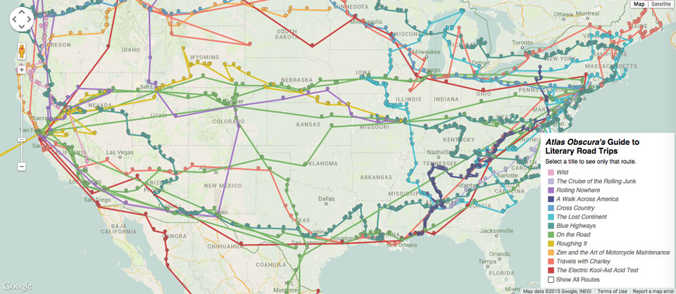 [Interactive] Map of American Literature’s Most Epic #RoadTrips | Atlas ...